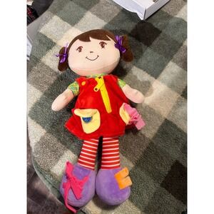 Linzy Plush Learning Doll 16" Toddler Dressing Skills Activity Toy Brunette Girl